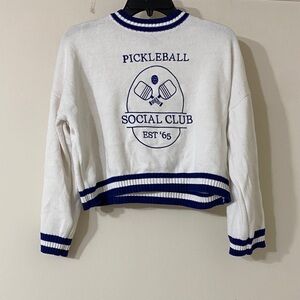 Sincerely Jules White and Blue Sweatshirt